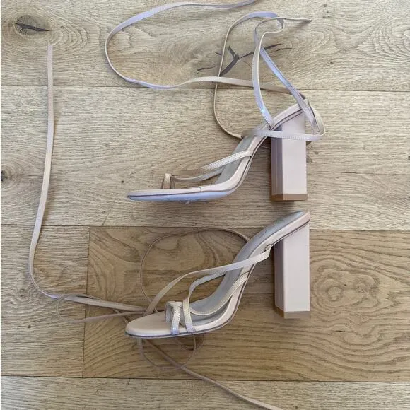 Raye - Toe Strap Wrap Around Heel Sandals in Nude