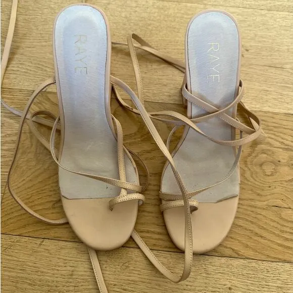 Raye - Toe Strap Wrap Around Heel Sandals in Nude
