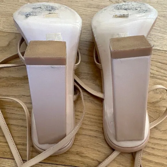 Raye - Toe Strap Wrap Around Heel Sandals in Nude
