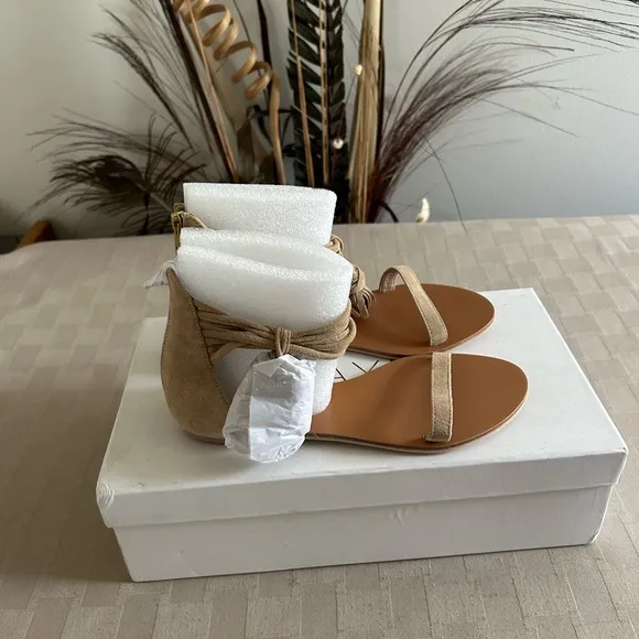 Raye X Revolve Skye Sandals in Tan Suede