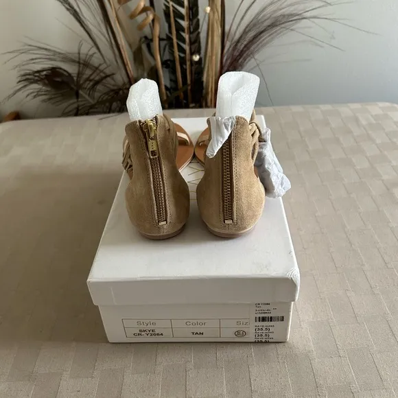 Raye X Revolve Skye Sandals in Tan Suede