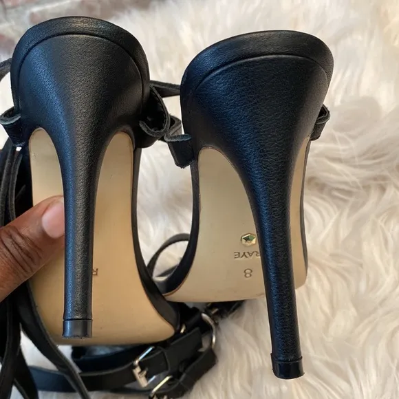 Raye X Stone Cold Fox Milan  Black Strappy Heeled Sandals, Size 8