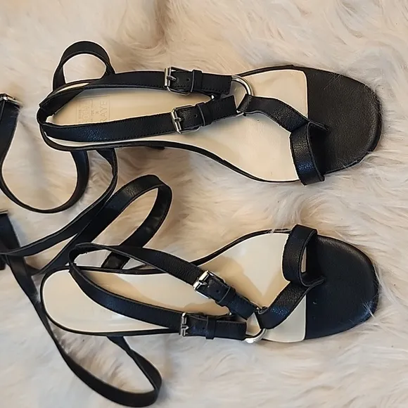 Raye X Stone Cold Fox Milan  Black Strappy Heeled Sandals, Size 8