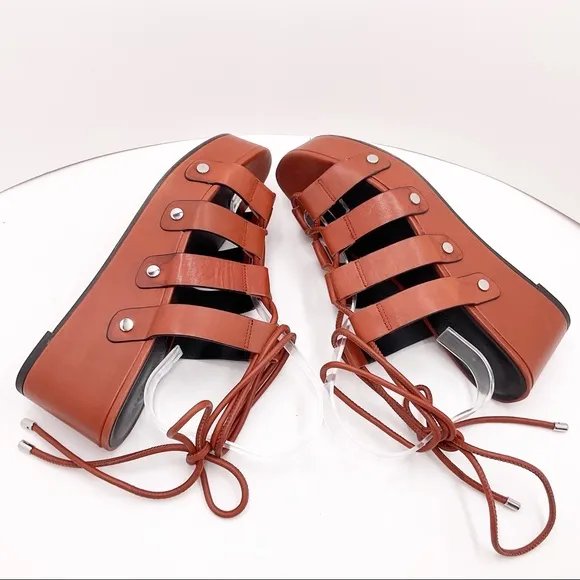 {Rebecca Minkoff} Iven Leather Wedge Lace-up Sandals