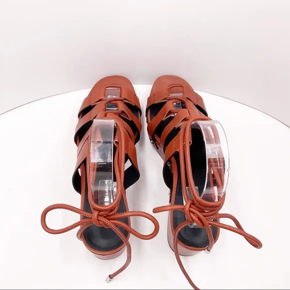 {Rebecca Minkoff} Iven Leather Wedge Lace-up Sandals