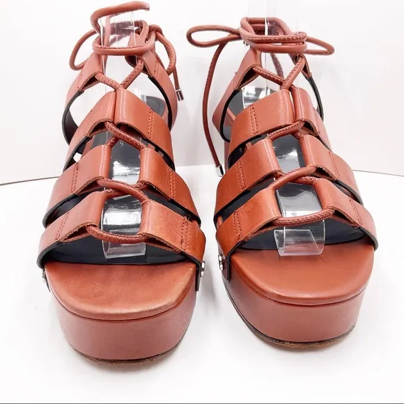 {Rebecca Minkoff} Iven Leather Wedge Lace-up Sandals