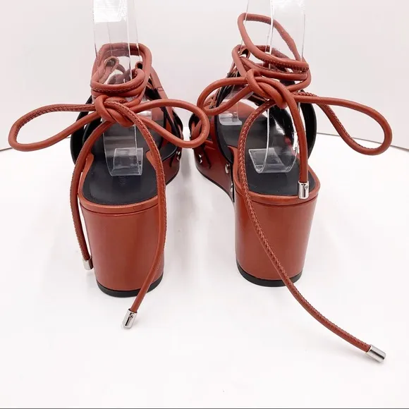 {Rebecca Minkoff} Iven Leather Wedge Lace-up Sandals