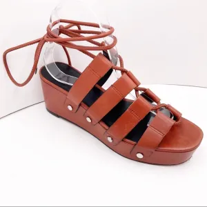 {Rebecca Minkoff} Iven Leather Wedge Lace-up Sandals