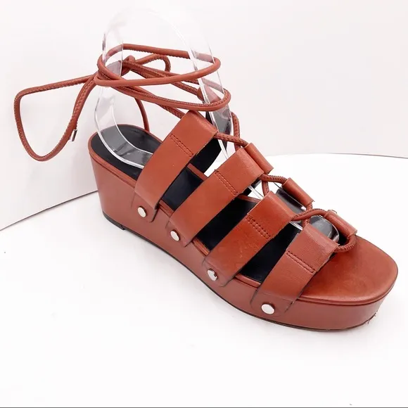 {Rebecca Minkoff} Iven Leather Wedge Lace-up Sandals