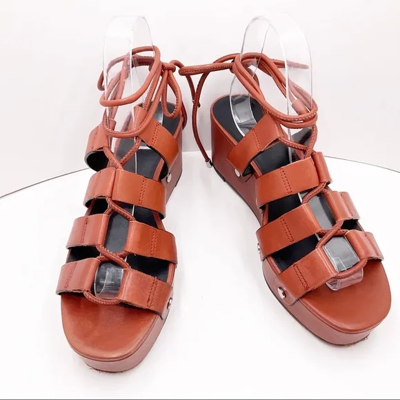{Rebecca Minkoff} Iven Leather Wedge Lace-up Sandals