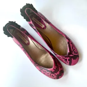 Rebecca Taylor Python Suede Ruffle Flats