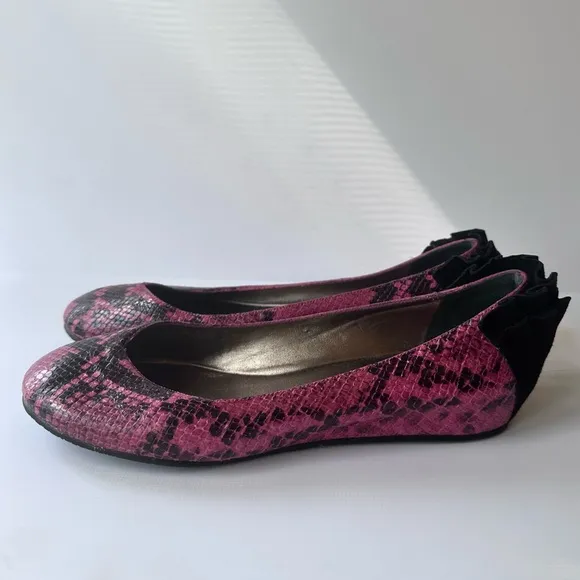 Rebecca Taylor Python Suede Ruffle Flats