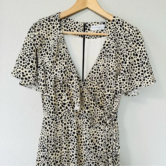 REBECCA VALLANCE Anya A-Line Leopard Wrap Dress