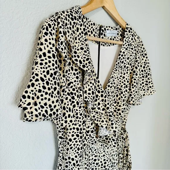REBECCA VALLANCE Anya A-Line Leopard Wrap Dress