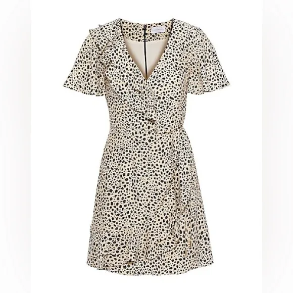 REBECCA VALLANCE Anya A-Line Leopard Wrap Dress
