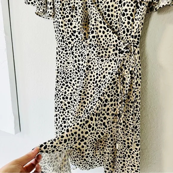 REBECCA VALLANCE Anya A-Line Leopard Wrap Dress