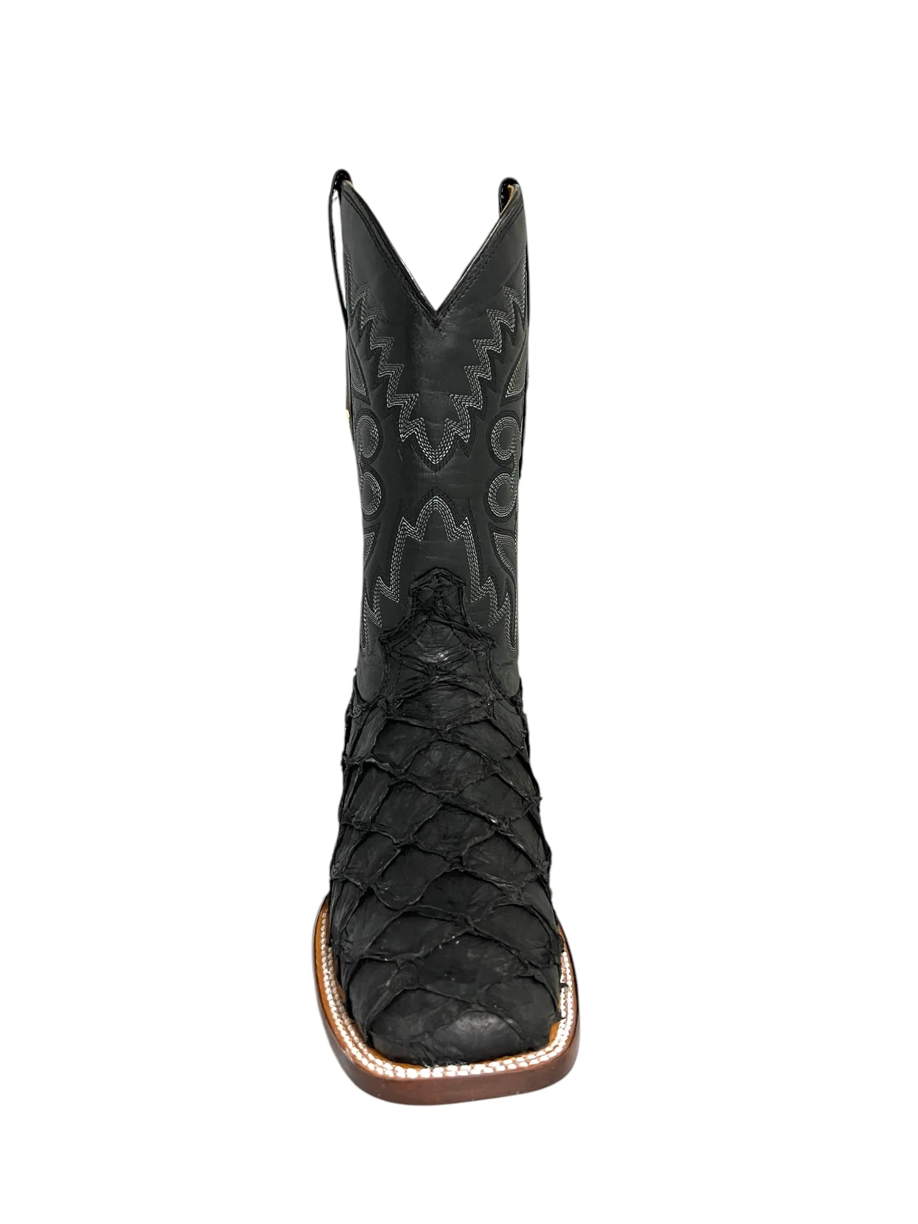 Red Diamond Pirarucu Black Square Toe