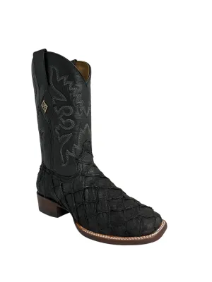 Red Diamond Pirarucu Black Square Toe
