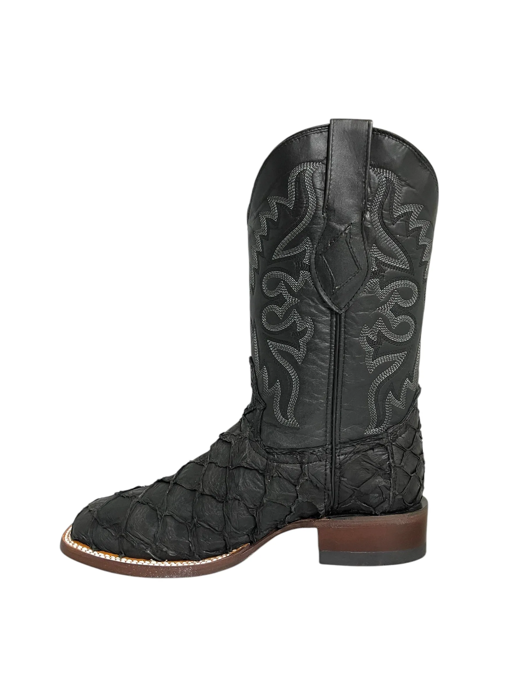 Red Diamond Pirarucu Black Square Toe