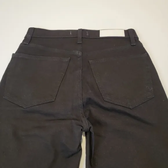 Re/Done 70's High-Rise Stove Pipe Crop Jean Jet Black Raw Hem Size 26 NWT!