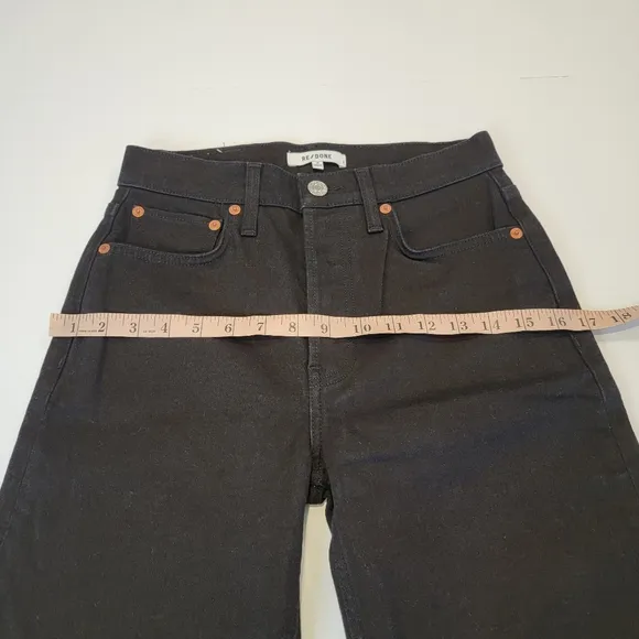 Re/Done 70's High-Rise Stove Pipe Crop Jean Jet Black Raw Hem Size 26 NWT!