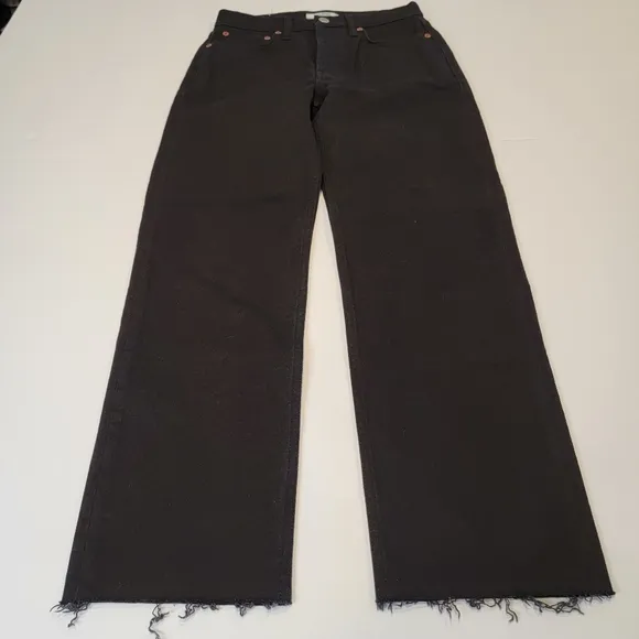 Re/Done 70's High-Rise Stove Pipe Crop Jean Jet Black Raw Hem Size 26 NWT!