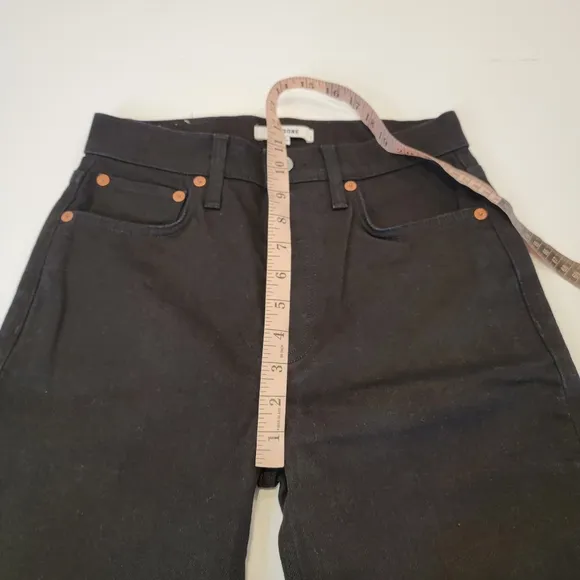 Re/Done 70's High-Rise Stove Pipe Crop Jean Jet Black Raw Hem Size 26 NWT!