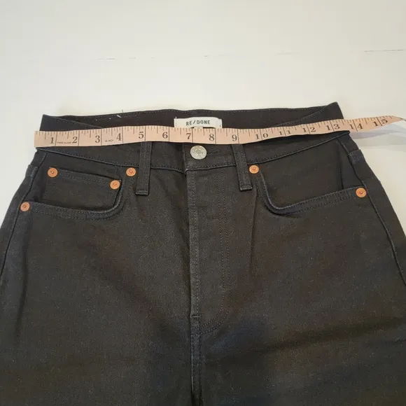 Re/Done 70's High-Rise Stove Pipe Crop Jean Jet Black Raw Hem Size 26 NWT!