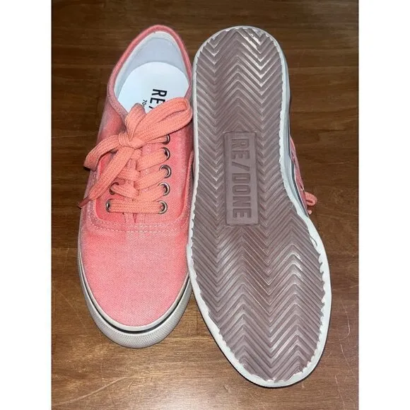 Re/Done 70s Low Top Skate Sneakers in Coral New Womens