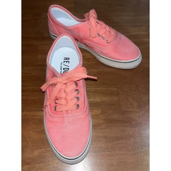 Re/Done 70s Low Top Skate Sneakers in Coral New Womens