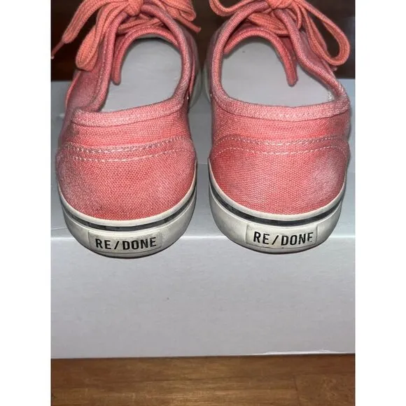 Re/Done 70s Low Top Skate Sneakers in Coral New Womens