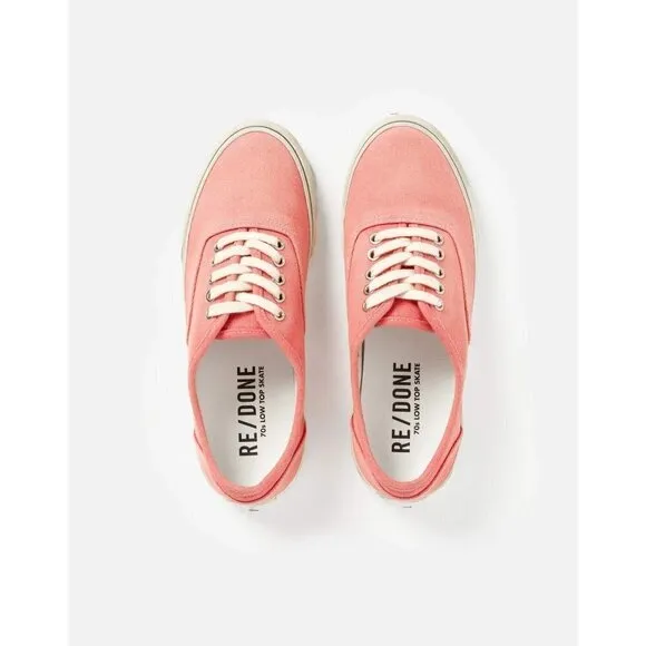 Re/Done 70s Low Top Skate Sneakers in Coral New Womens