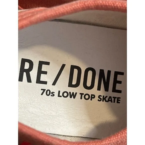Re/Done 70s Low Top Skate Sneakers in Coral New Womens