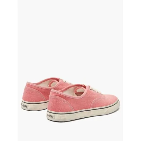 Re/Done 70s Low Top Skate Sneakers in Coral New Womens