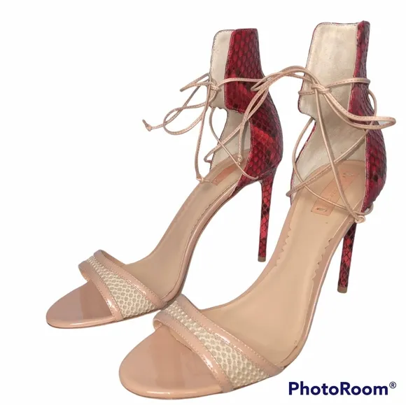 Reed Krakoff Python Mesh Ankle Wrap Sandals Size 39 1/2