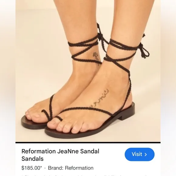 Reformation Gladiator Toe Strap White Flat Sandals Sz 8.5 Tie Ankle Summer Boho