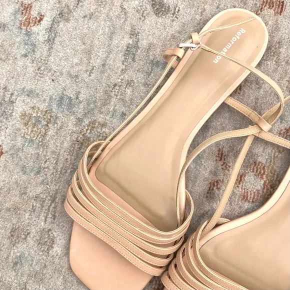 Reformation NWT Millie Lattice Tan Flat Sandals Sz 11