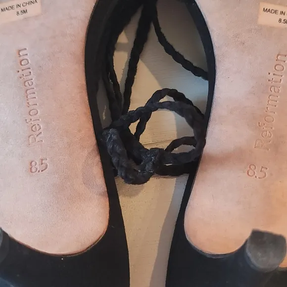 Reformation Suede Porto Kitten Heel Sandals in Black