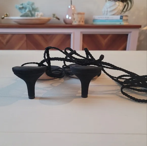 Reformation Suede Porto Kitten Heel Sandals in Black