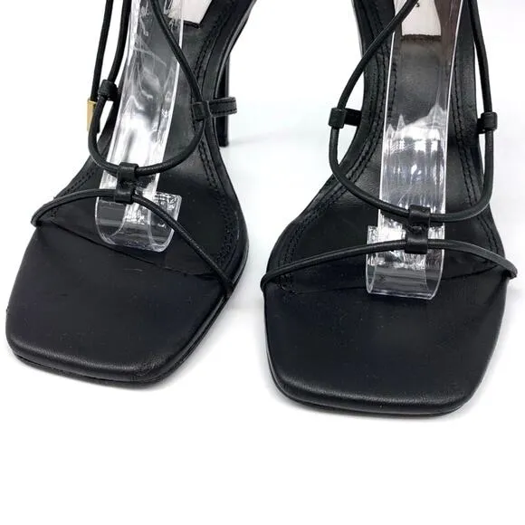 REISS Kali High Leather Strappy Wrap Sandals Black 37 (6)