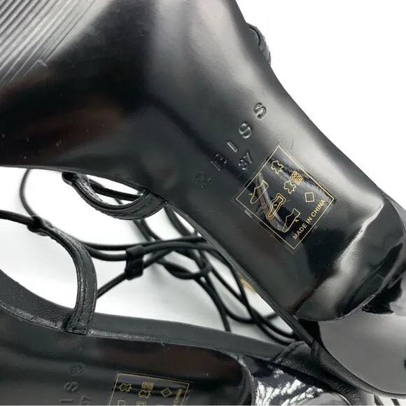 REISS Kali High Leather Strappy Wrap Sandals Black 37 (6)