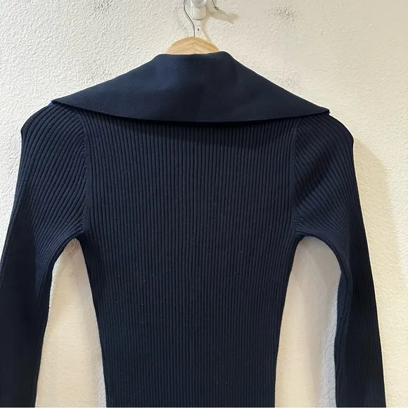 Reiss Millie Knitted Ribbed Midi Dress Navy/Blue Size Small Bodycon