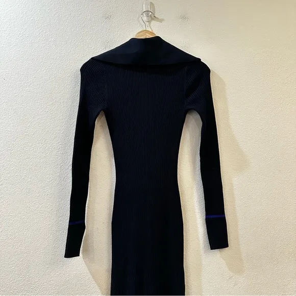 Reiss Millie Knitted Ribbed Midi Dress Navy/Blue Size Small Bodycon