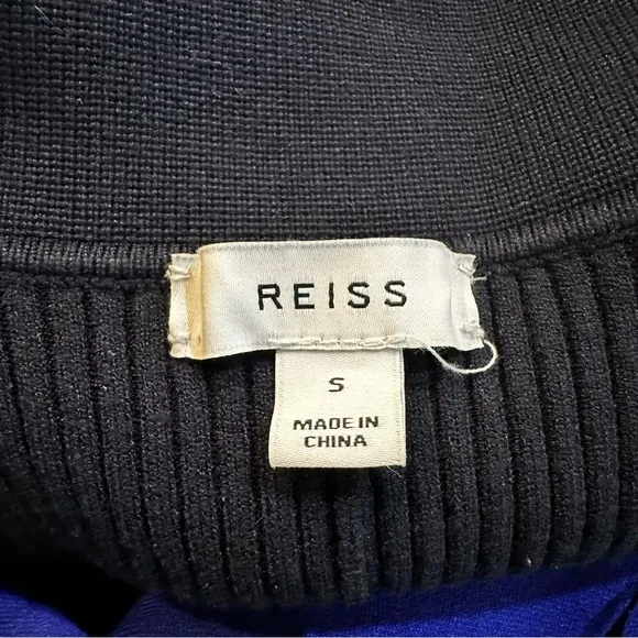 Reiss Millie Knitted Ribbed Midi Dress Navy/Blue Size Small Bodycon
