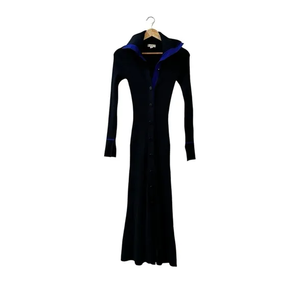 Reiss Millie Knitted Ribbed Midi Dress Navy/Blue Size Small Bodycon
