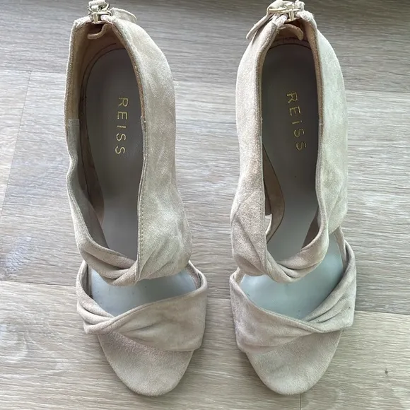 REISS Nude Suede Daphne Wrap Sandals size 8