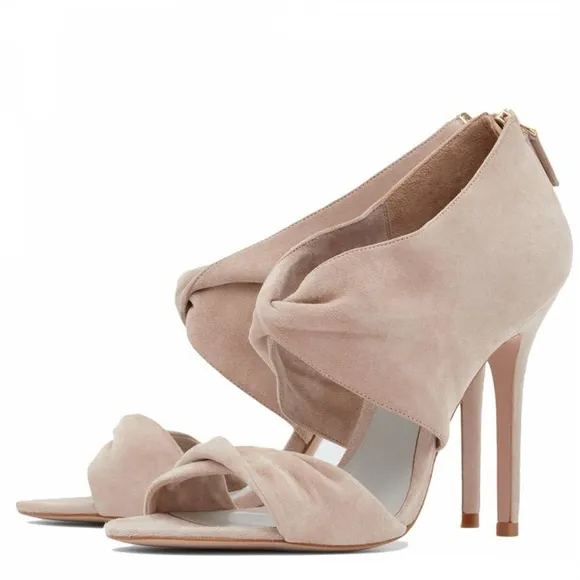 REISS Nude Suede Daphne Wrap Sandals size 8