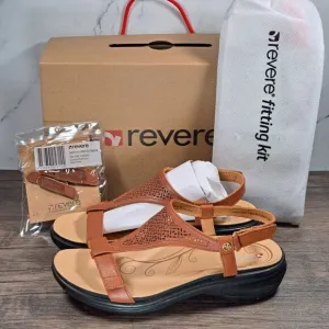 Revere Santa Fe T Strap Cognac Sandals w/Fitting Kit Accesories Womens 6 M (NIB)
