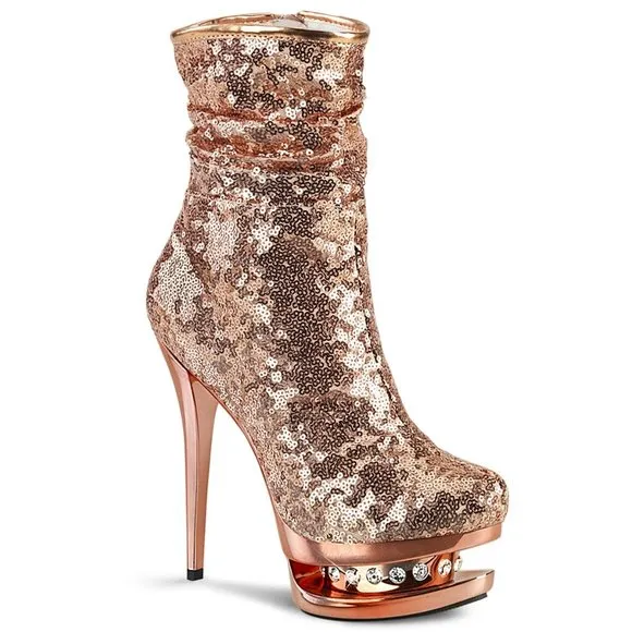 Rhinestone Sequin Platform High Heel Ankle Boots