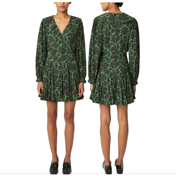 RHODE Resort Wendy Mini Dress in Emerald Puff Sleeve Women’s 8